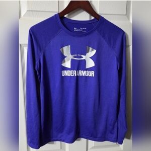 Kids Under Armour Purple Long Sleeve Logo Shirt